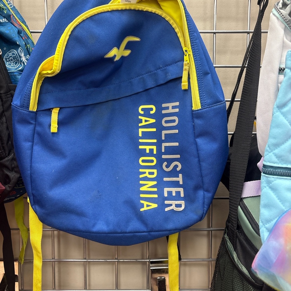 Classic Hollister backpack in bold blue and yellow”